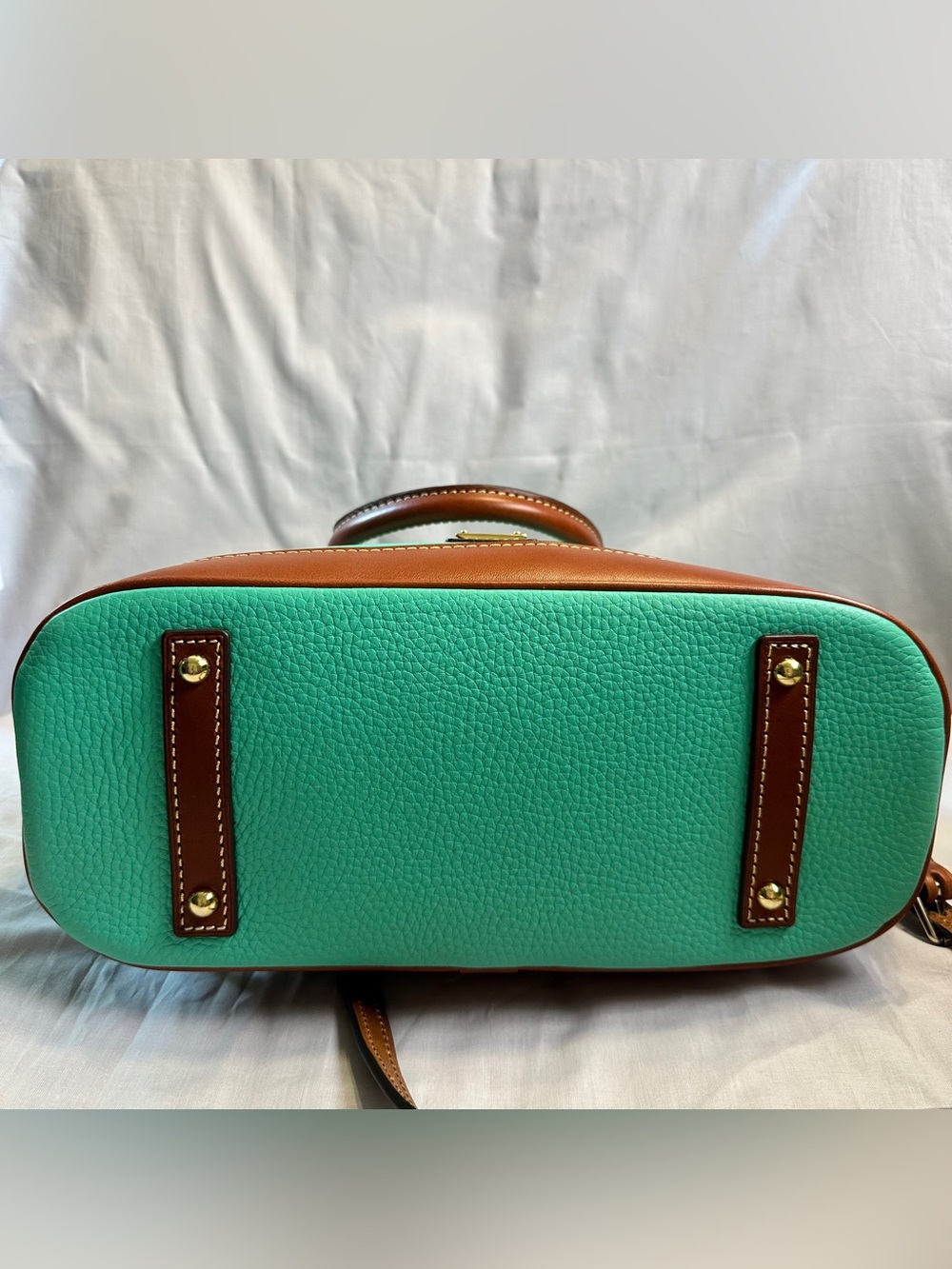 Dooney Bourke Pebble Grain Leather Jade Zip Zip Satchel Turquoise - Picture 5 of 8